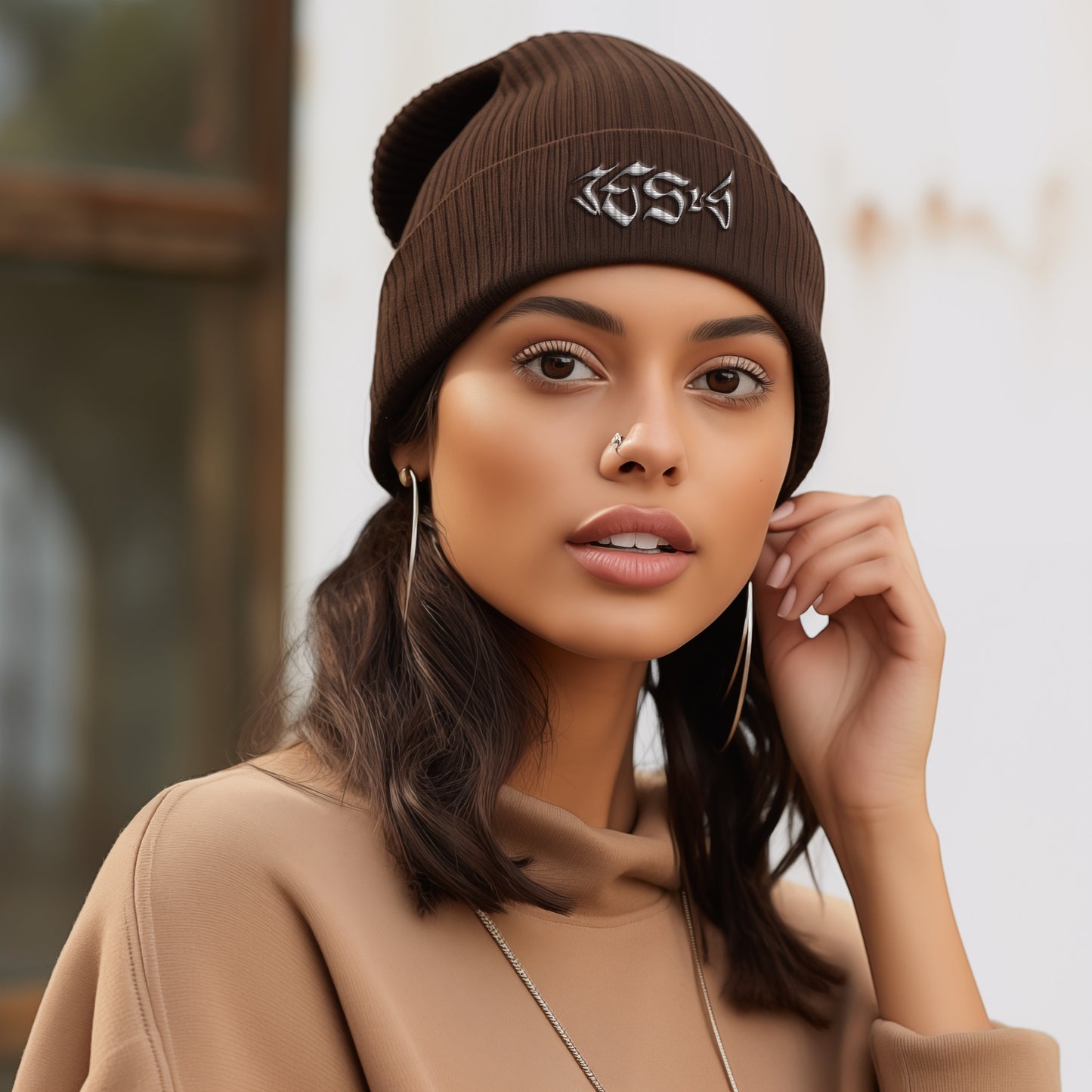 Jesus Fish Beanie - Brown