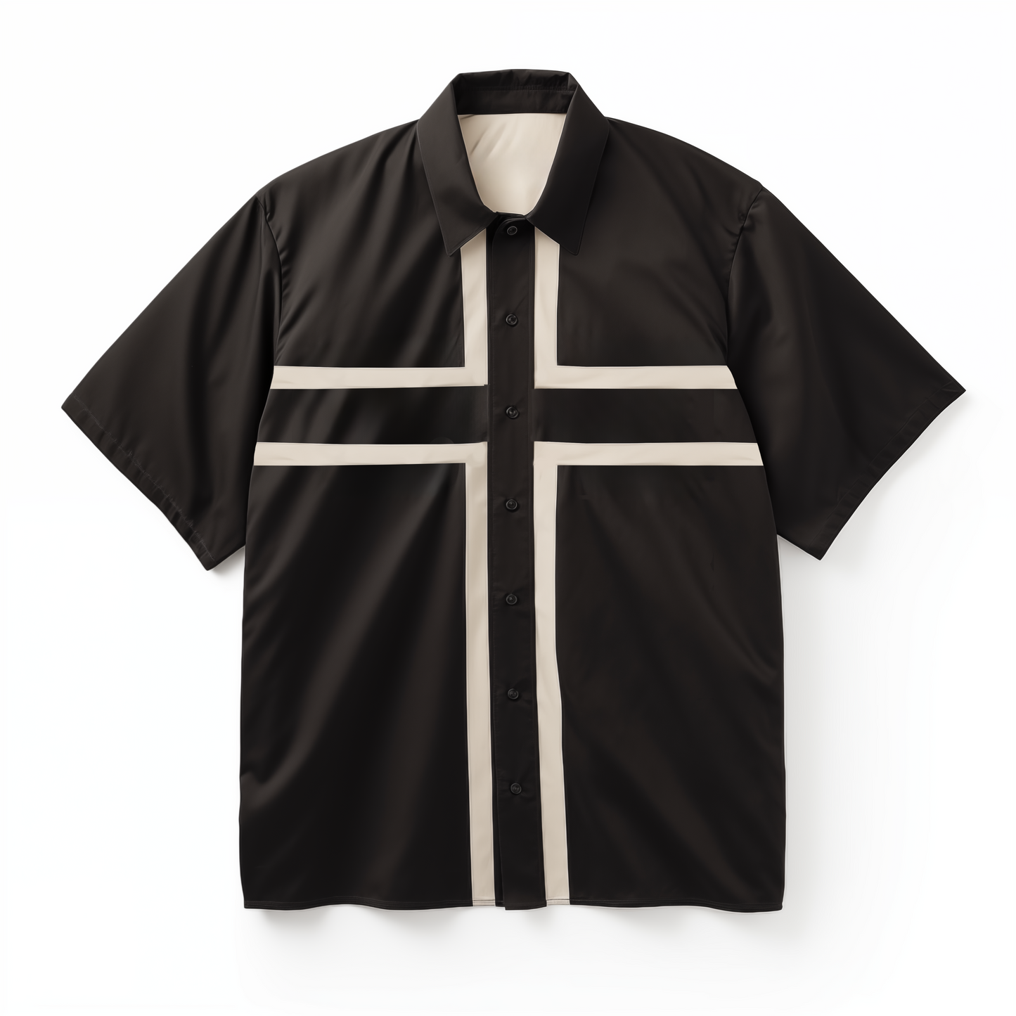 "Big Cross" Button Up Short-Sleeve