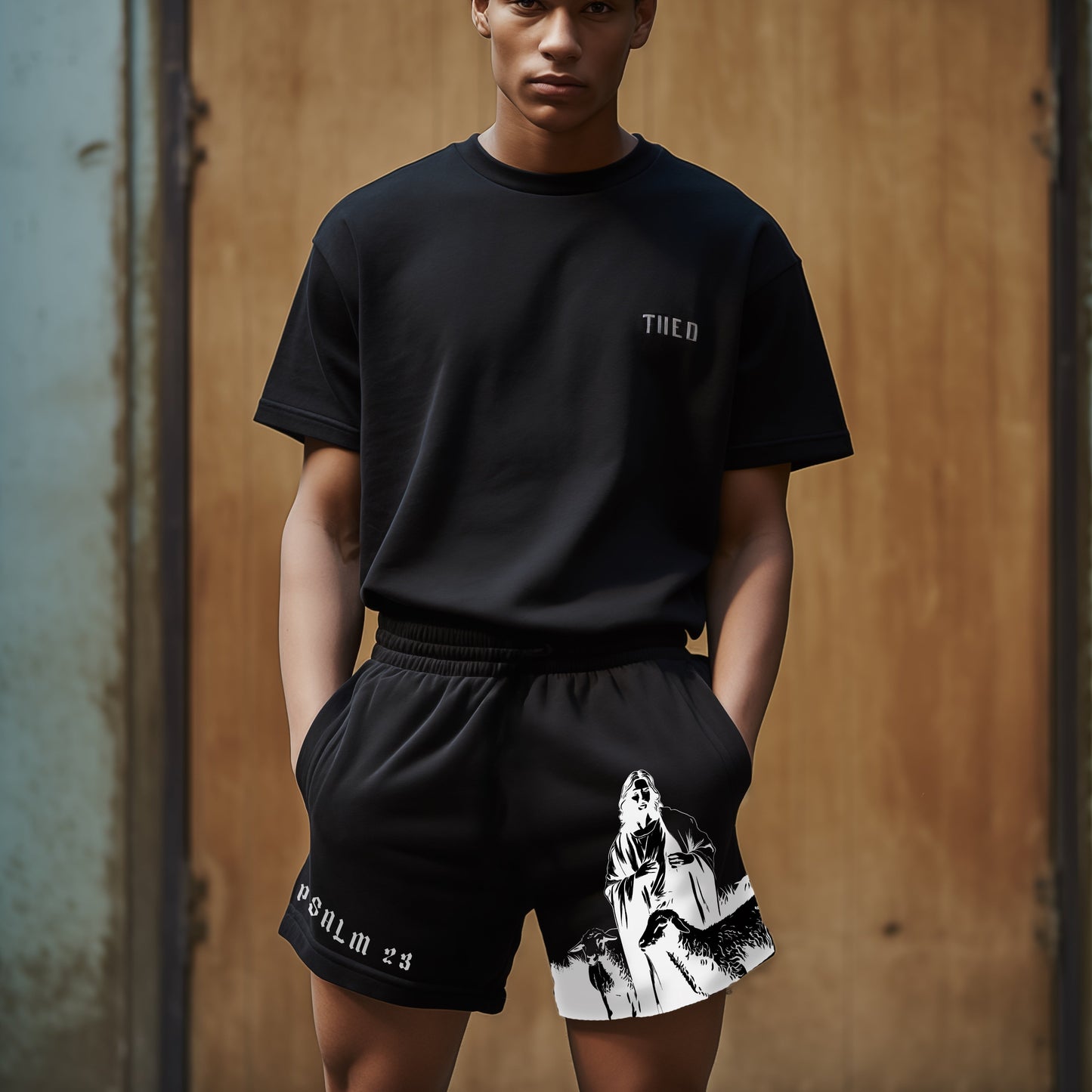 Psalm 23 Black Sweatshorts